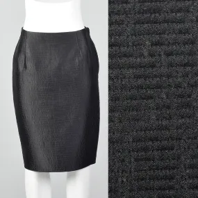 1990s Mary McFadden Couture Black Pencil Skirt With Horizontal Stitching