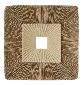 19" X 19" X 2.5" Brown Concave Square Double Layer Ribbed  Wall Plaque