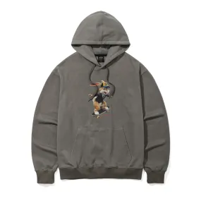 3D SKATEBOARDING RABBIT PIGMENT HOODIE KHAKI GRAY