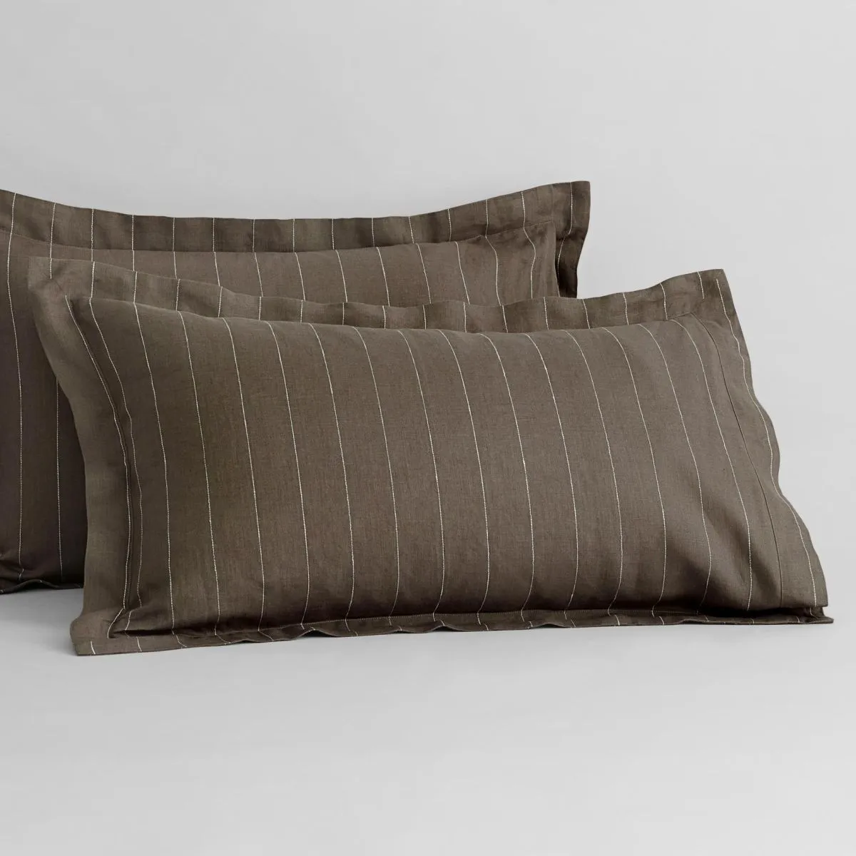 Abbotson Linen KHAKI Stripe Tailored Pillowcase Pair by Sheridan