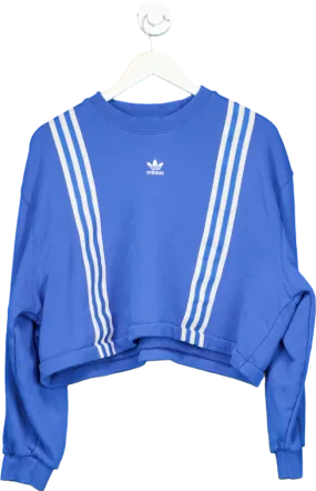 Adidas Blue Cropped Sweatshirt UK S-M