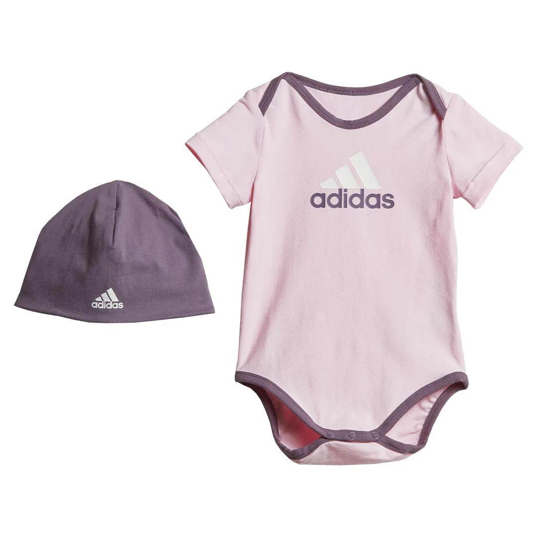 adidas - Kids' (Infant & Toddler) Essentials Big Logo Bodysuit & Beanie Gift Set (IJ8873)