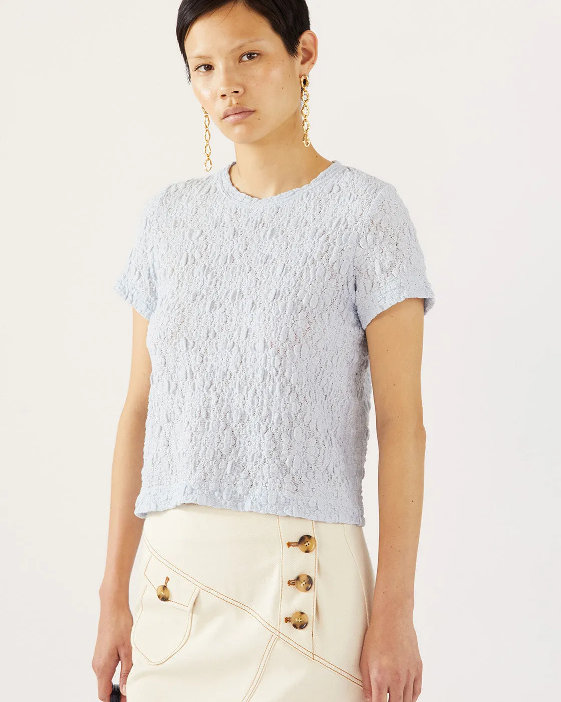 Adina T-shirt Lace Floral Blue