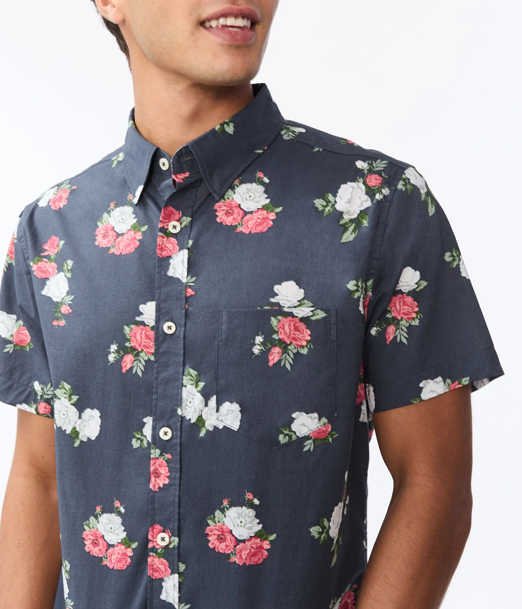 Aeropostale Open Floral Button-Down Shirt