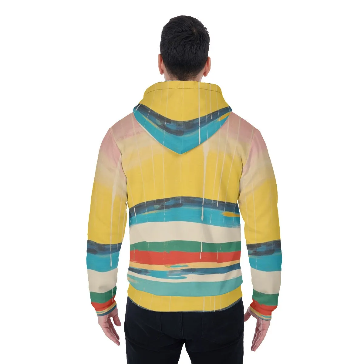 All-Over Print Men's Sherpa Fleece Zip Up Hoodie 26 1 multicolored striped   print