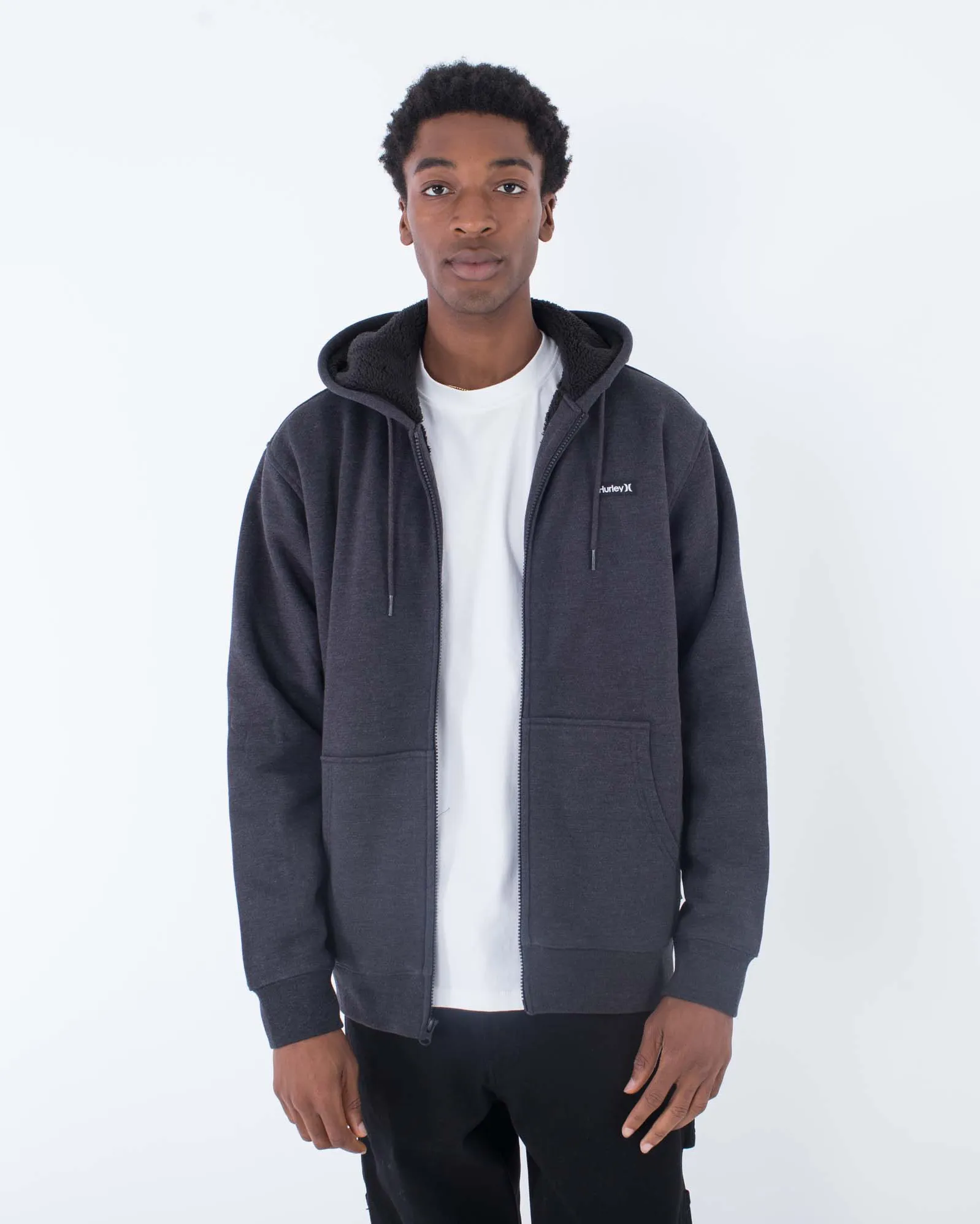 Alps Zip Fleece Hooded Jacket in Heather Black