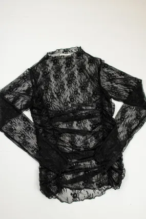 Amara Ruched Lace Top | Black