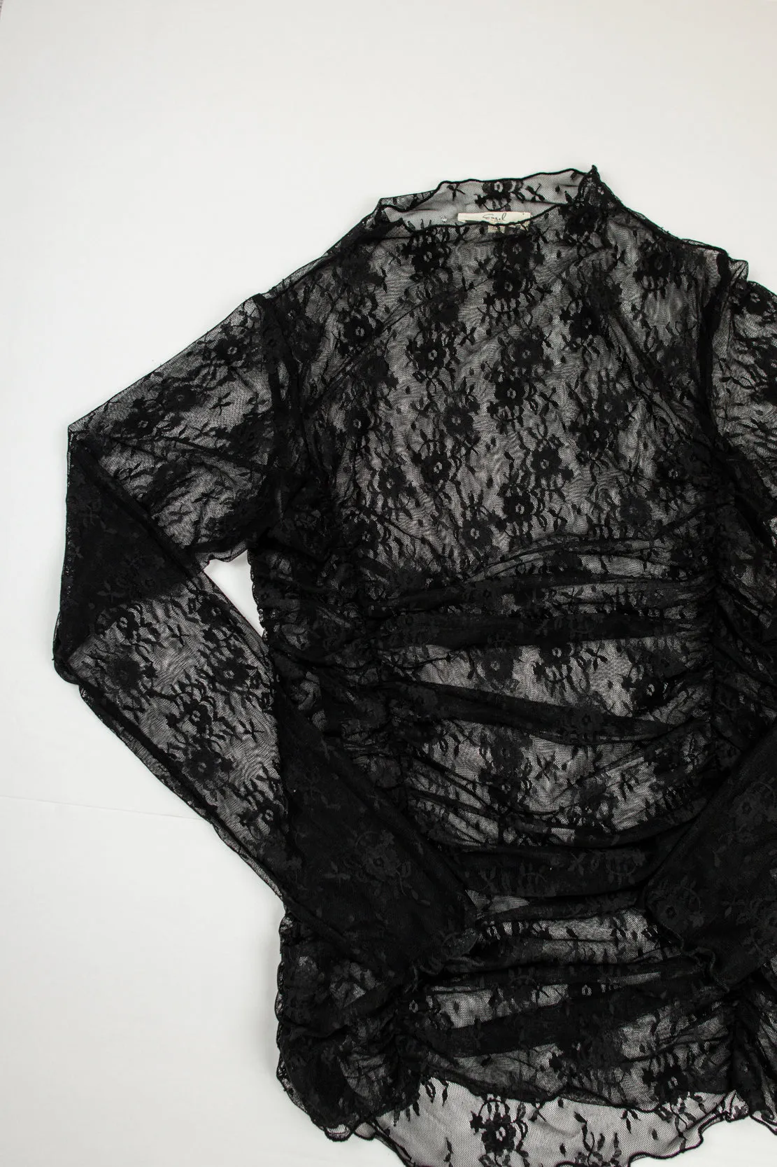 Amara Ruched Lace Top | Black