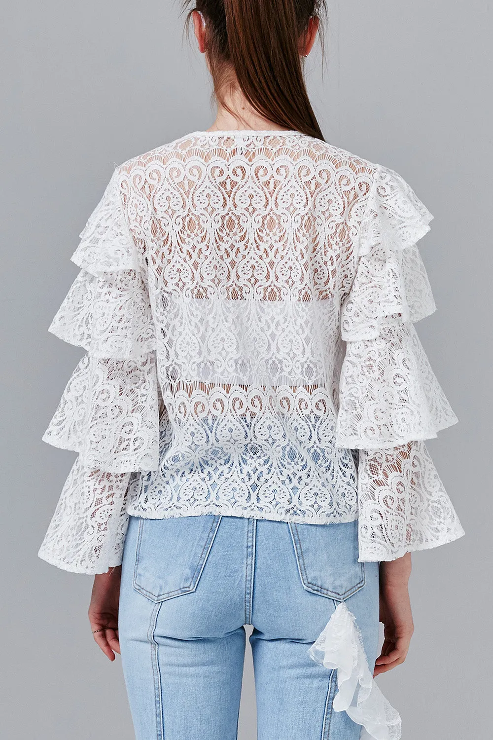 Amber Ruffle Sleeve Lace Top