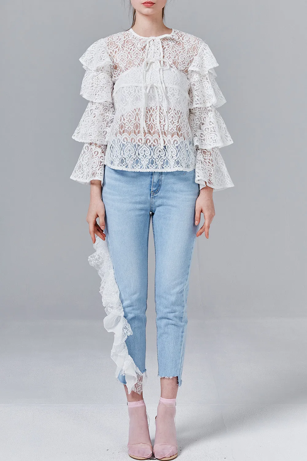 Amber Ruffle Sleeve Lace Top