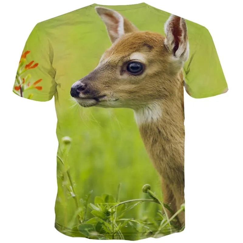 Animal T shirts Men Deer T-shirts 3d Harajuku Tshirts Novelty Green Shirt Print