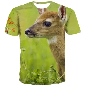 Animal T shirts Men Deer T-shirts 3d Harajuku Tshirts Novelty Green Shirt Print