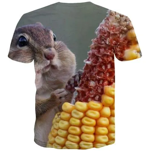 Animal T shirts Men Squirrel Tshirt Printed Food Tshirt Anime Corn Tshirts Casual Funny T-shirts Graphic Short Sleeve T shirts