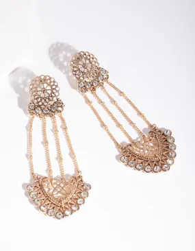 Antique Gold Diamante Drop Earrings