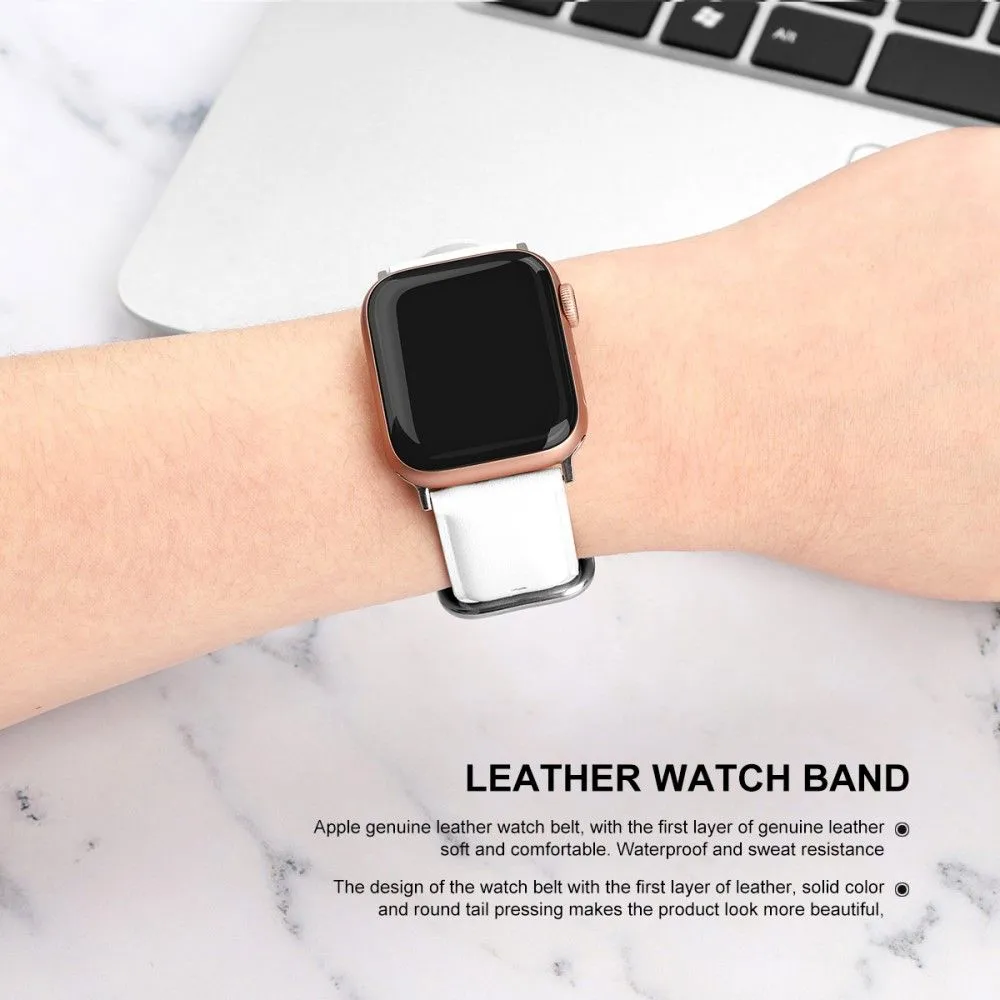 Apple Watch (45mm) cowhide genuine leather watch strap - White