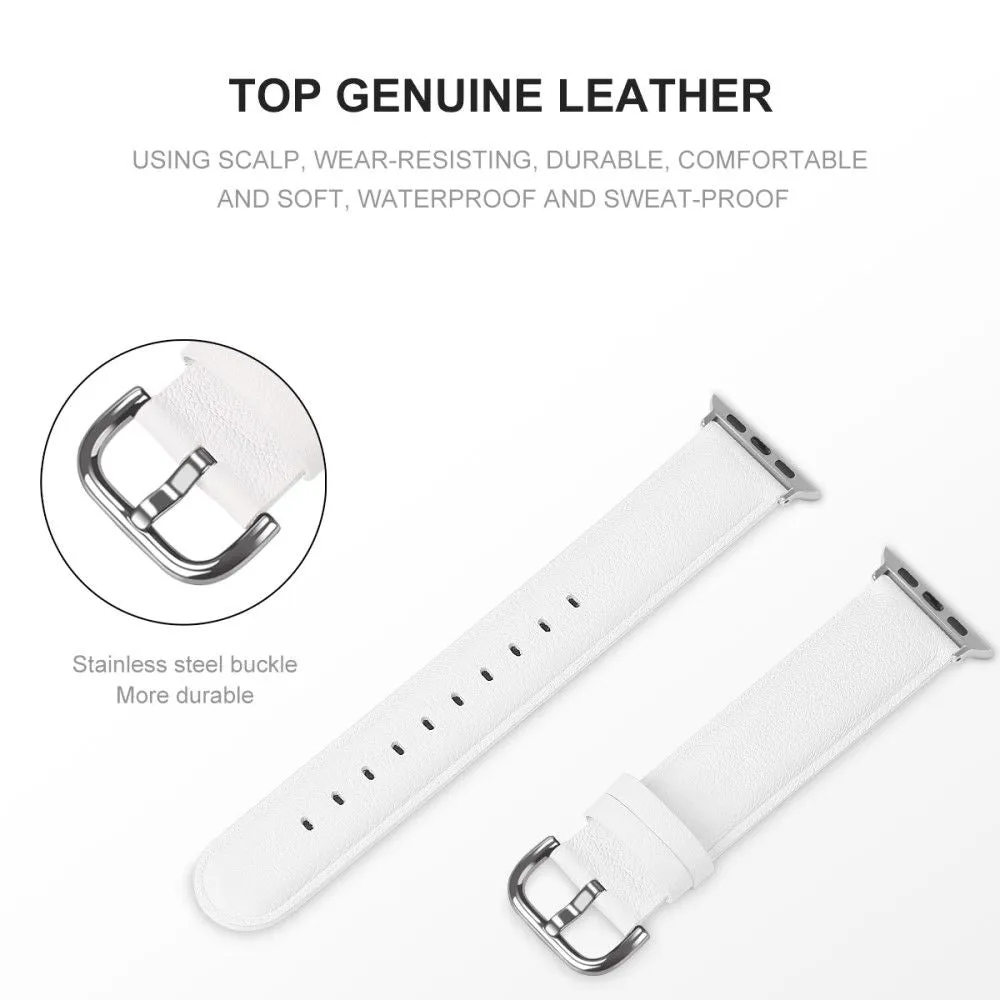 Apple Watch (45mm) cowhide genuine leather watch strap - White