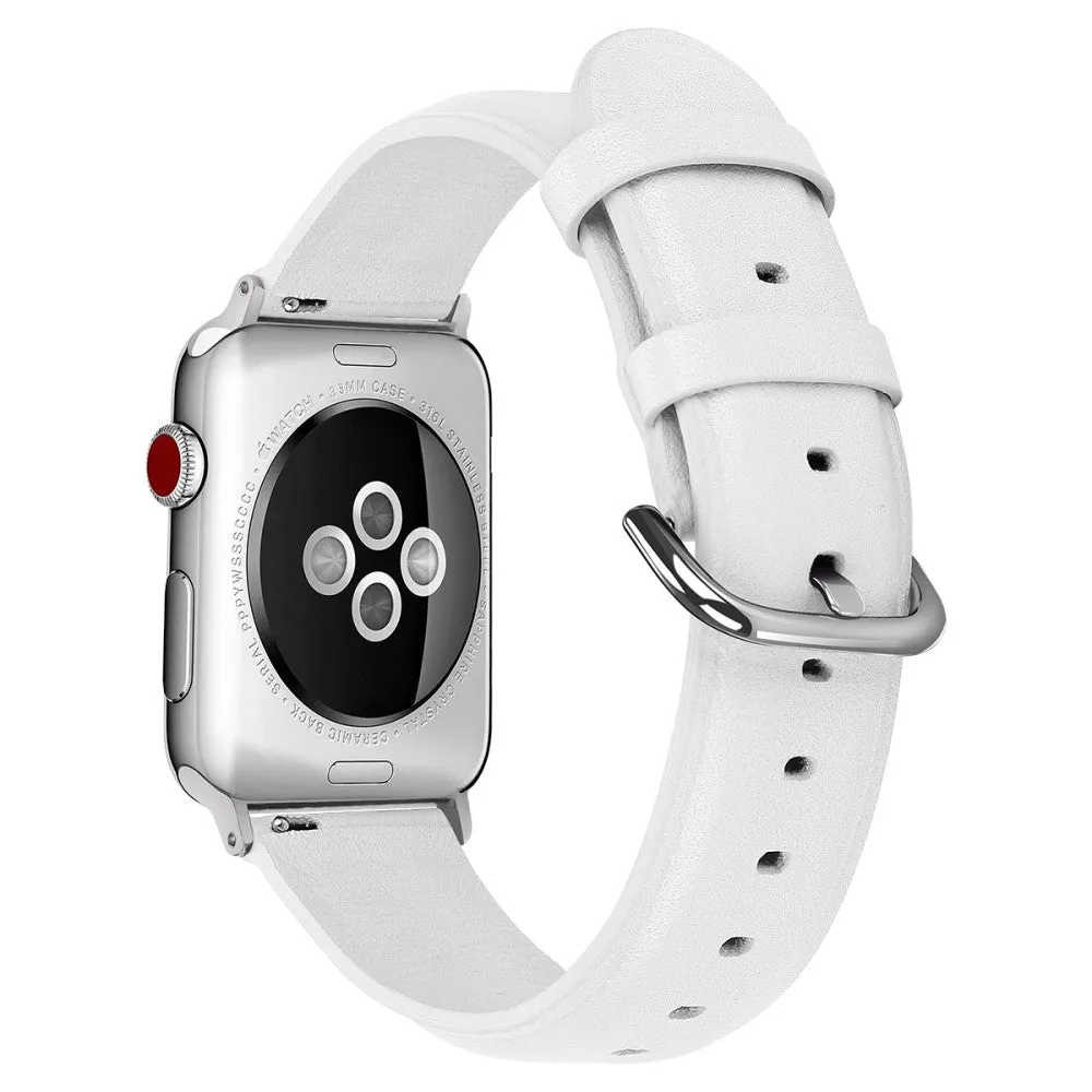 Apple Watch (45mm) cowhide genuine leather watch strap - White