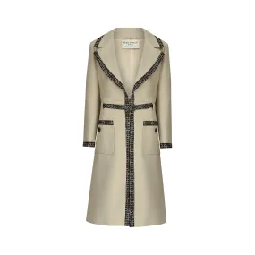 ARCHIVE - 1970s Jean Patou Beige Coat with Silk Trim