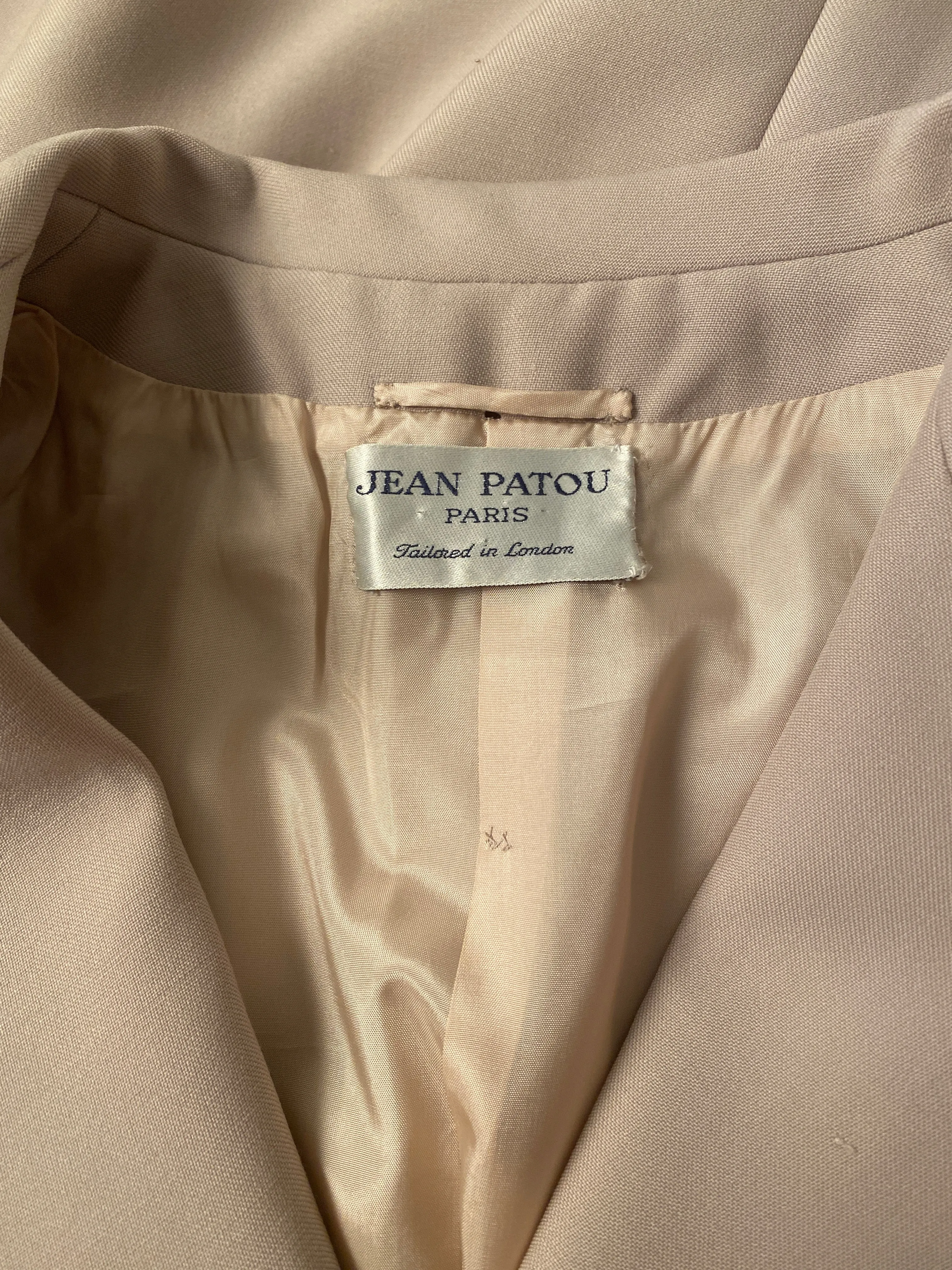 ARCHIVE - 1970s Jean Patou Beige Coat with Silk Trim