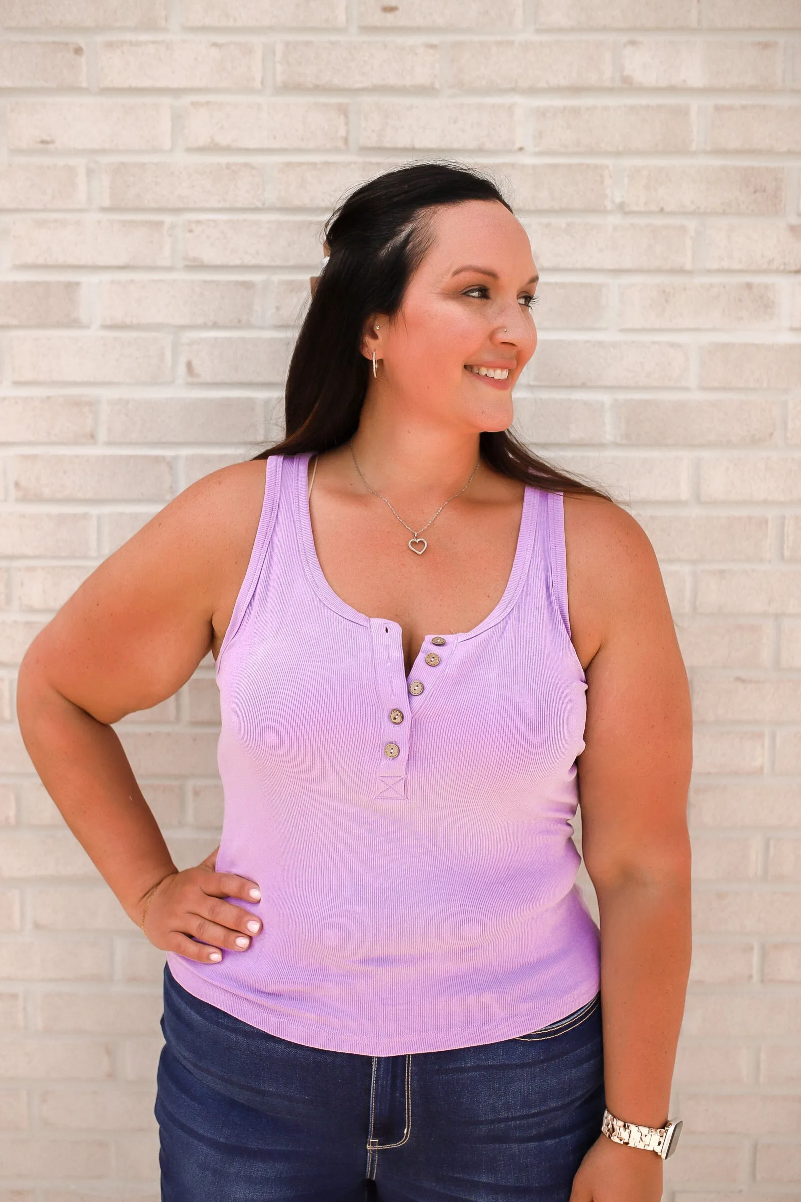 ASC Carefree Henley Tank Top- Lilac