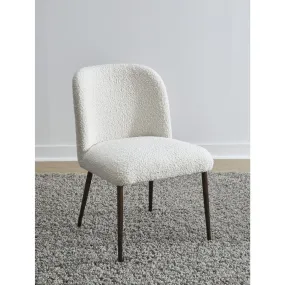 Avery Upholstered Dining Chair in Ricotta Boucle and Bronze Metal