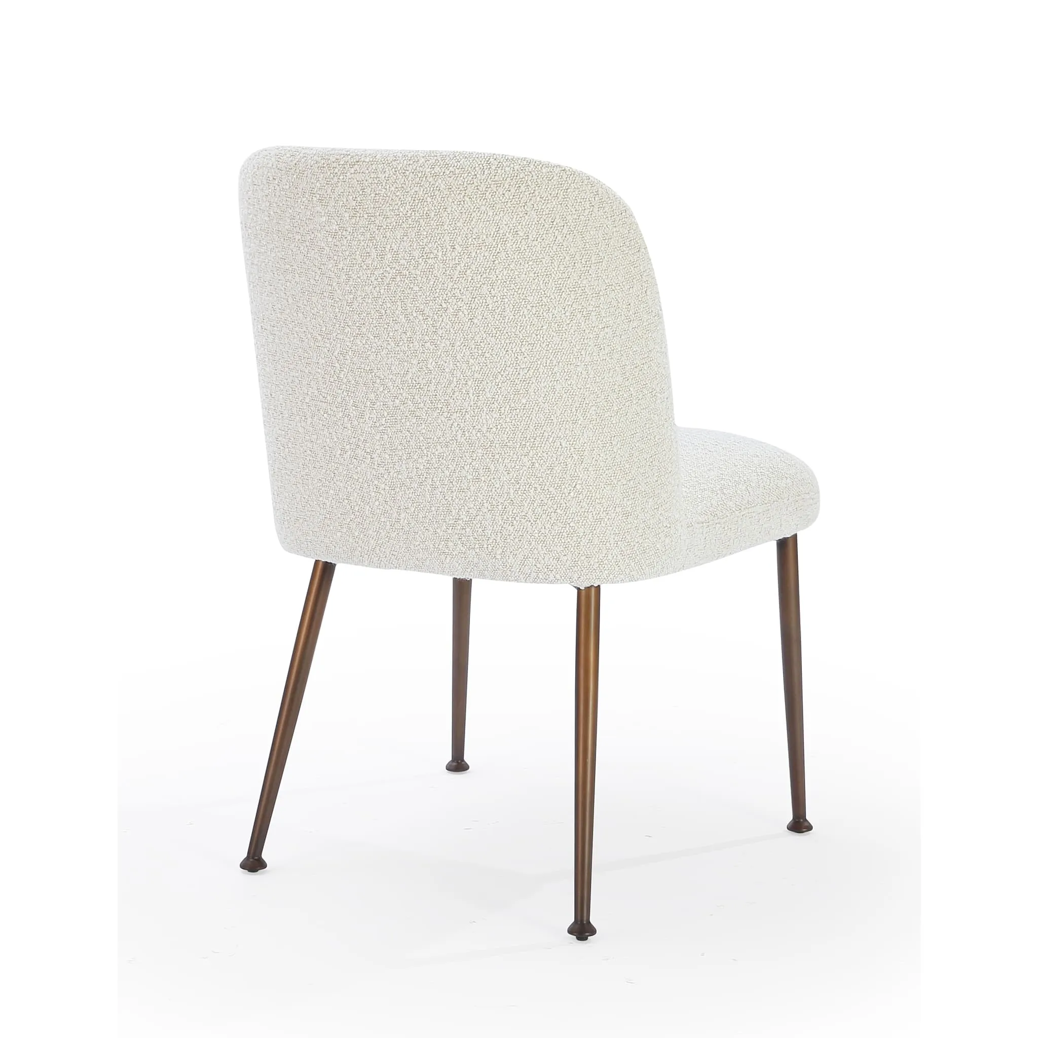 Avery Upholstered Dining Chair in Ricotta Boucle and Bronze Metal