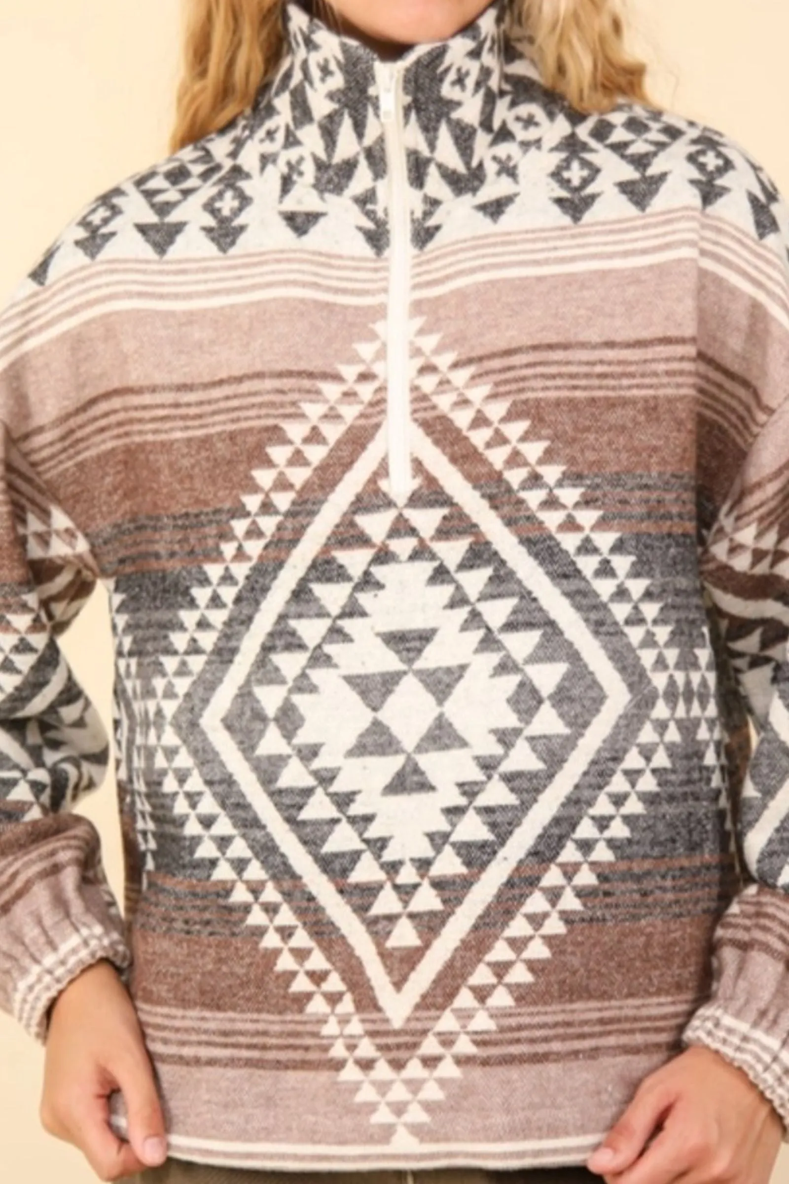 Aztec Woven Pullover Top