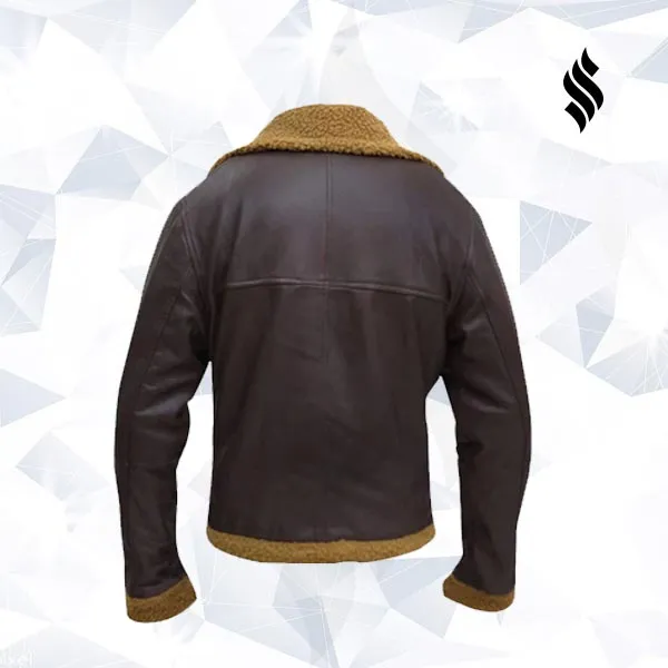 B3 Men Flying Aviator Winter Shearling Fur Pilot Sheepskin Bomber Leather Jacket