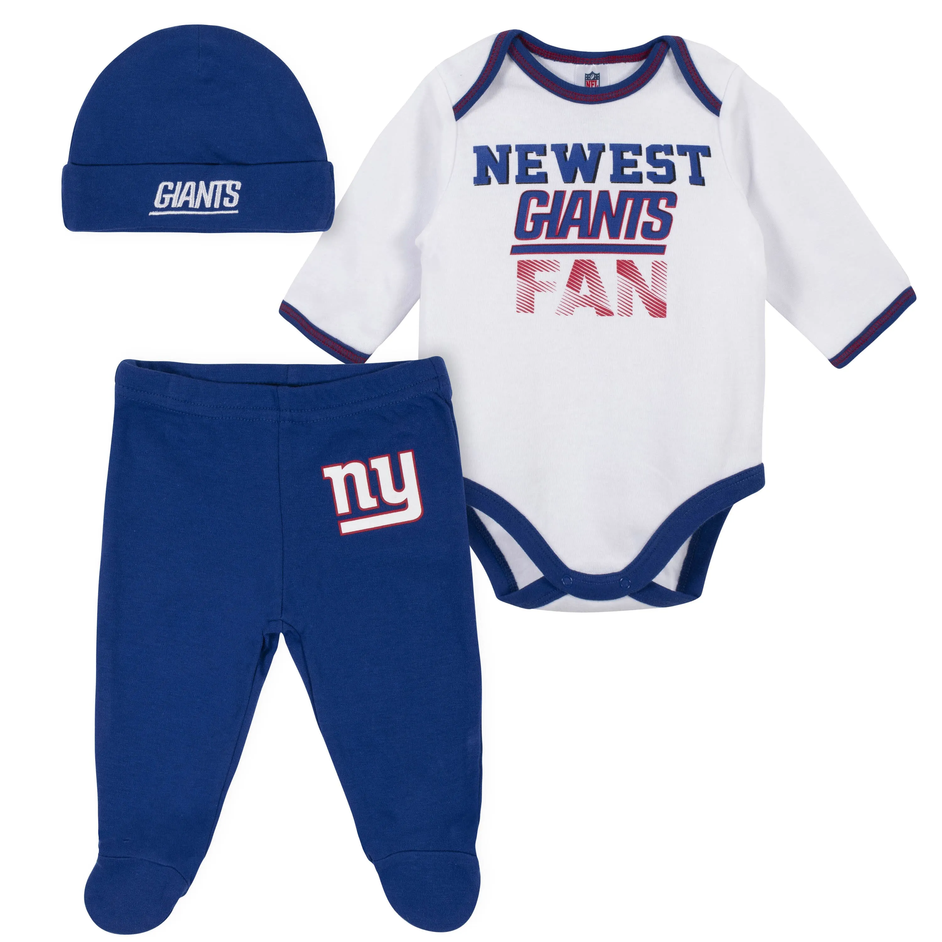 Baby Boys New York Giants 3-Piece Bodysuit, Pant and Cap Set