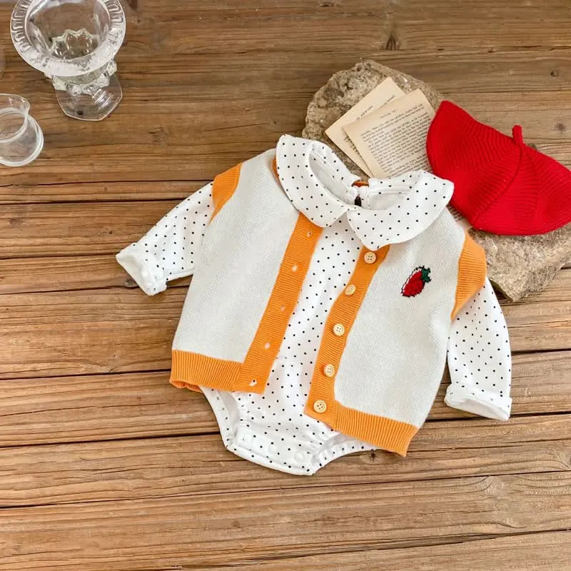 Baby Strawberry Knitted Button Vest