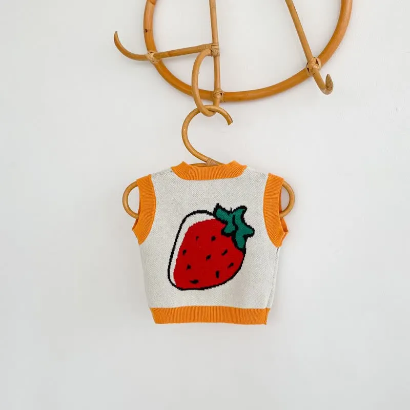 Baby Strawberry Knitted Button Vest