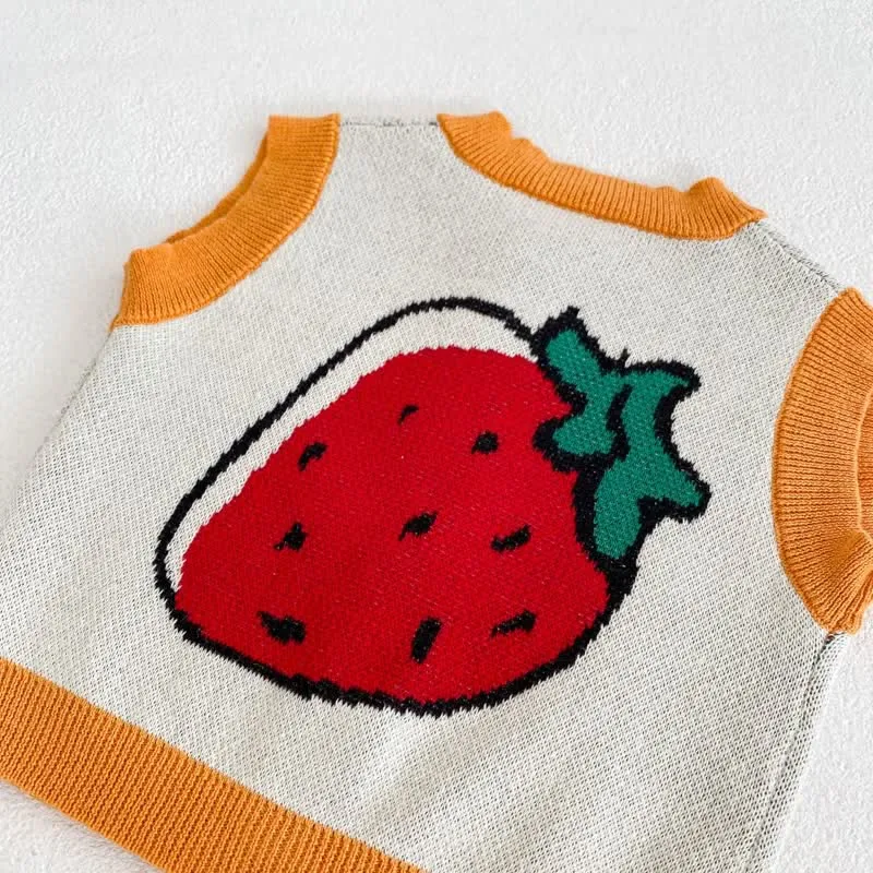 Baby Strawberry Knitted Button Vest