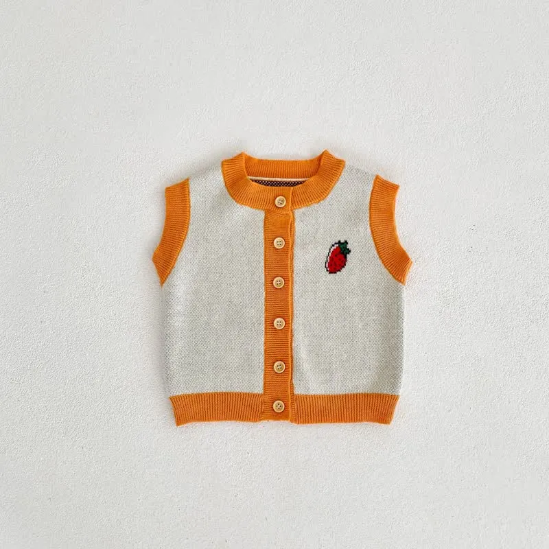 Baby Strawberry Knitted Button Vest