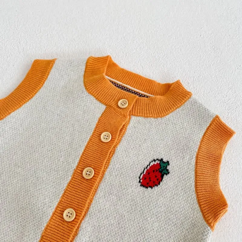 Baby Strawberry Knitted Button Vest