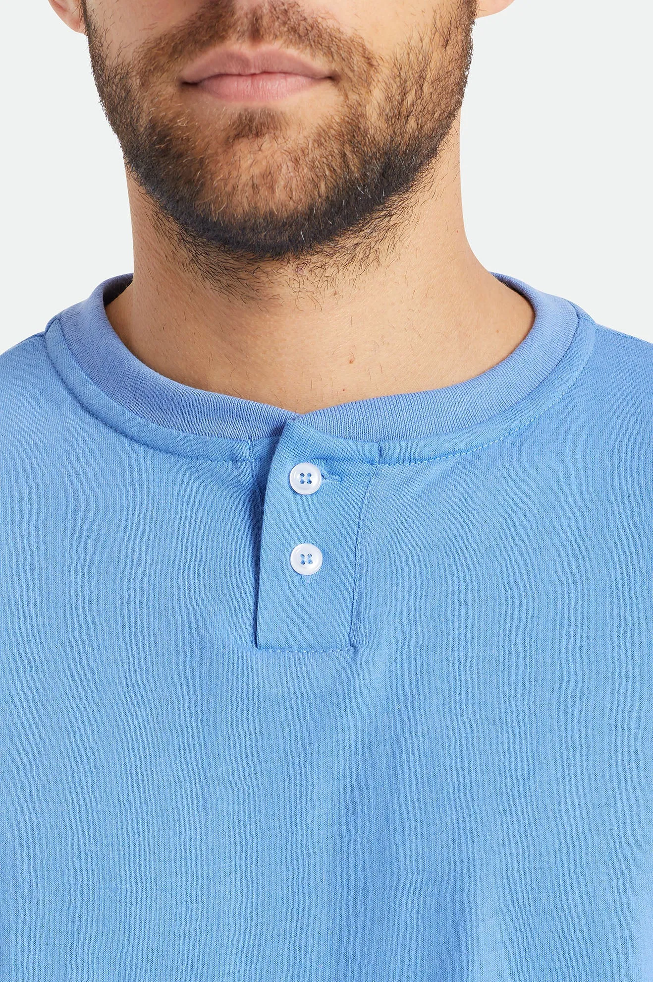 Basic S/S Henley Tee - Sky Blue