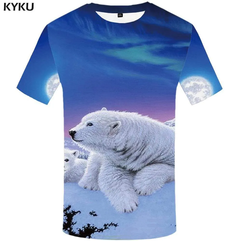 Bear T shirt Men Animal T-shirt 3d Russia Tshirt Anime Mountain Tshirts Print Snow T shirts Funny Mens Clothing Hip hop Unisex