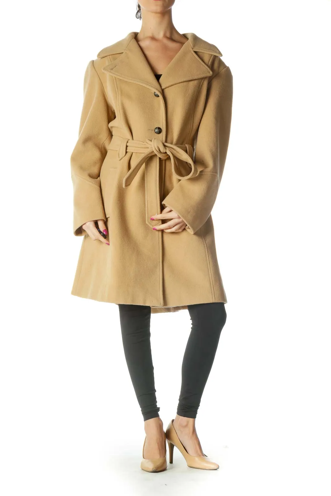 Beige Single Breasted Peacoat