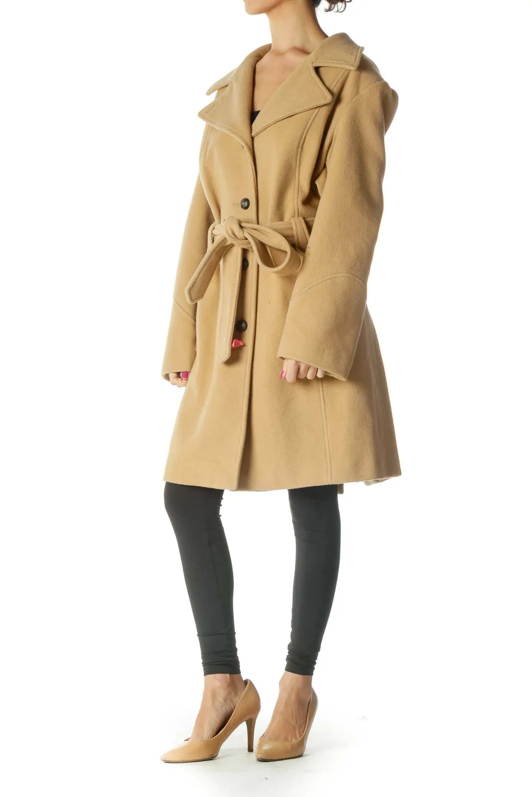 Beige Single Breasted Peacoat