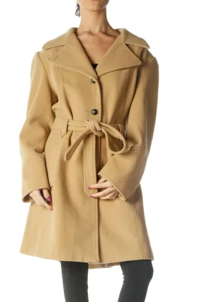 Beige Single Breasted Peacoat