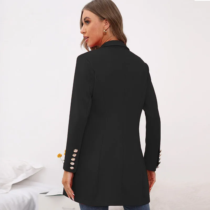 BerriesJam - Slim Double Breasted Blazer Mid Length Blazer