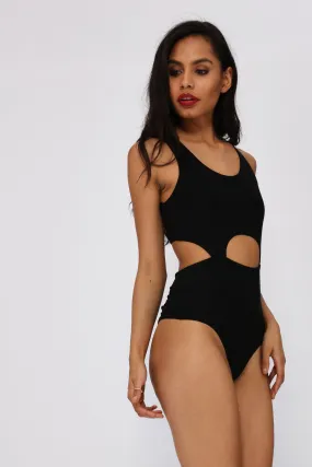 Black Cut Out Open Back Bodysuit