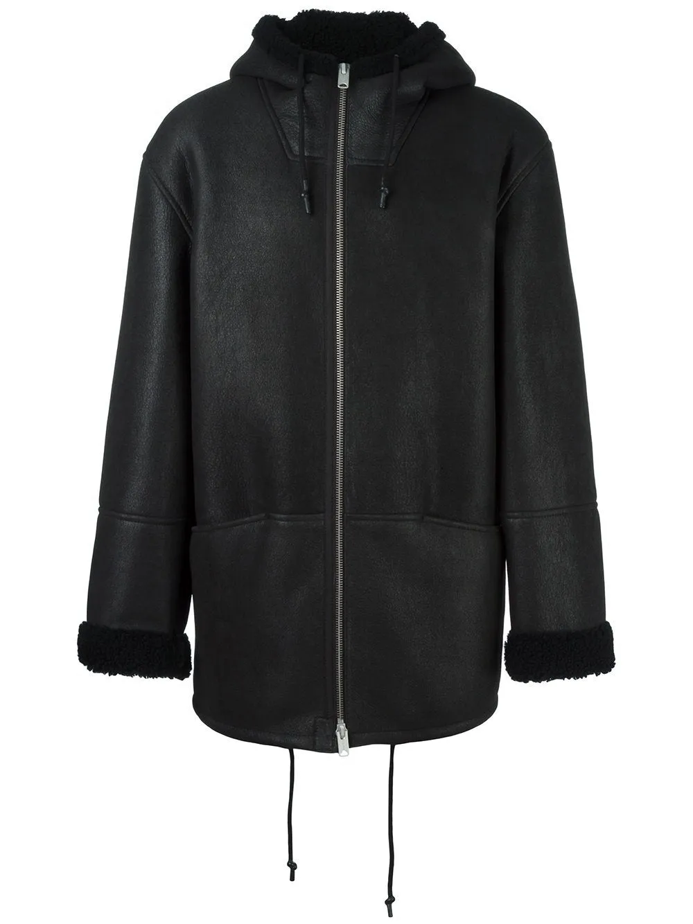 Black Lambskin Hooded Shearling