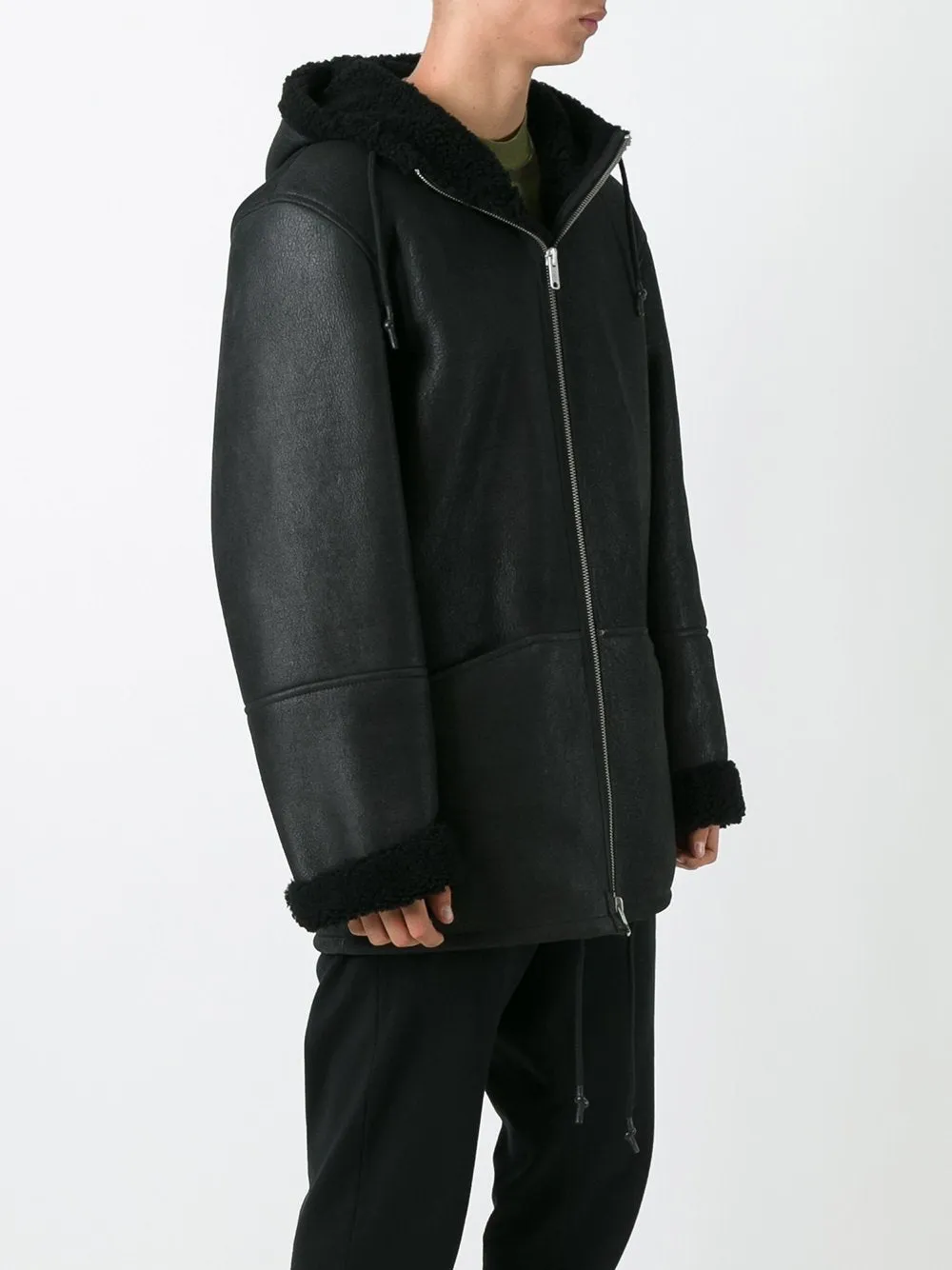 Black Lambskin Hooded Shearling