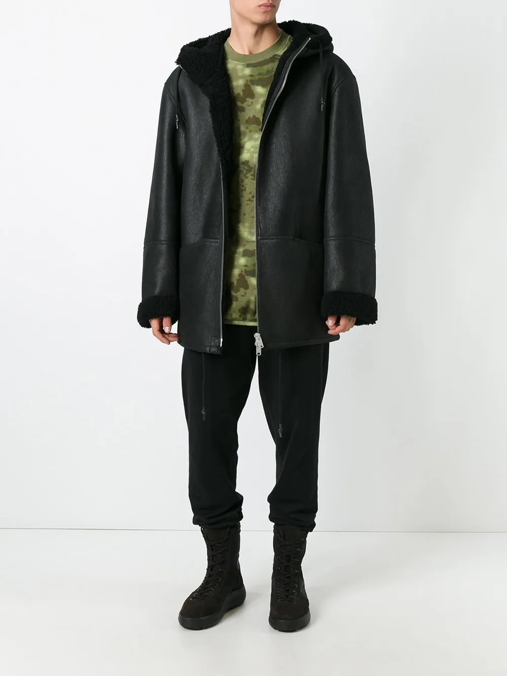 Black Lambskin Hooded Shearling