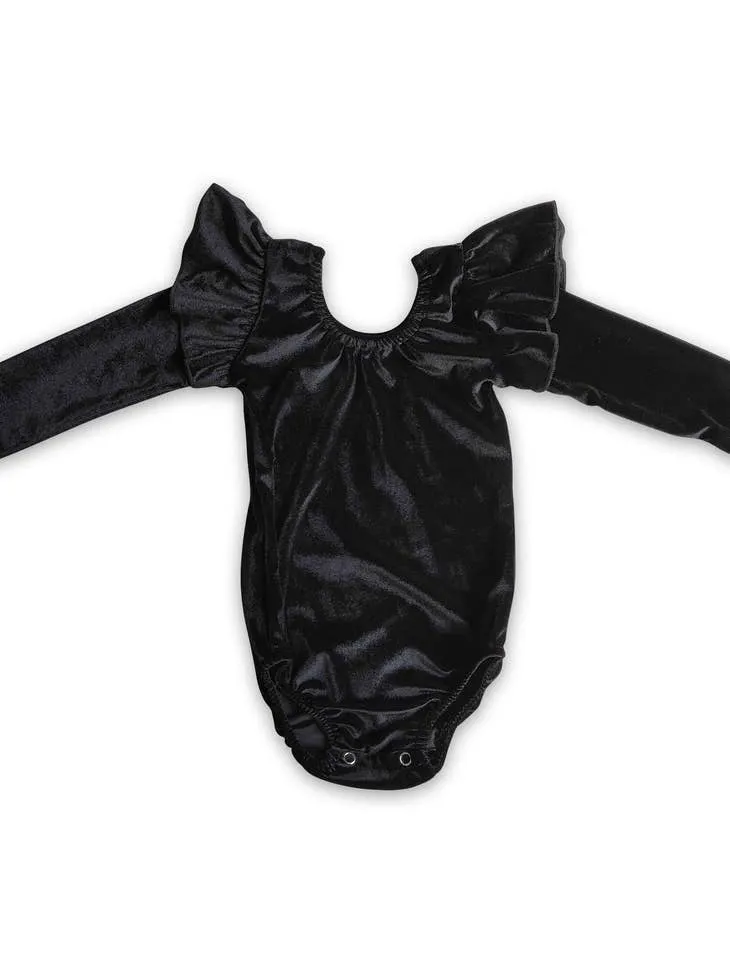 Black Velvet Long Sleeve Leotard