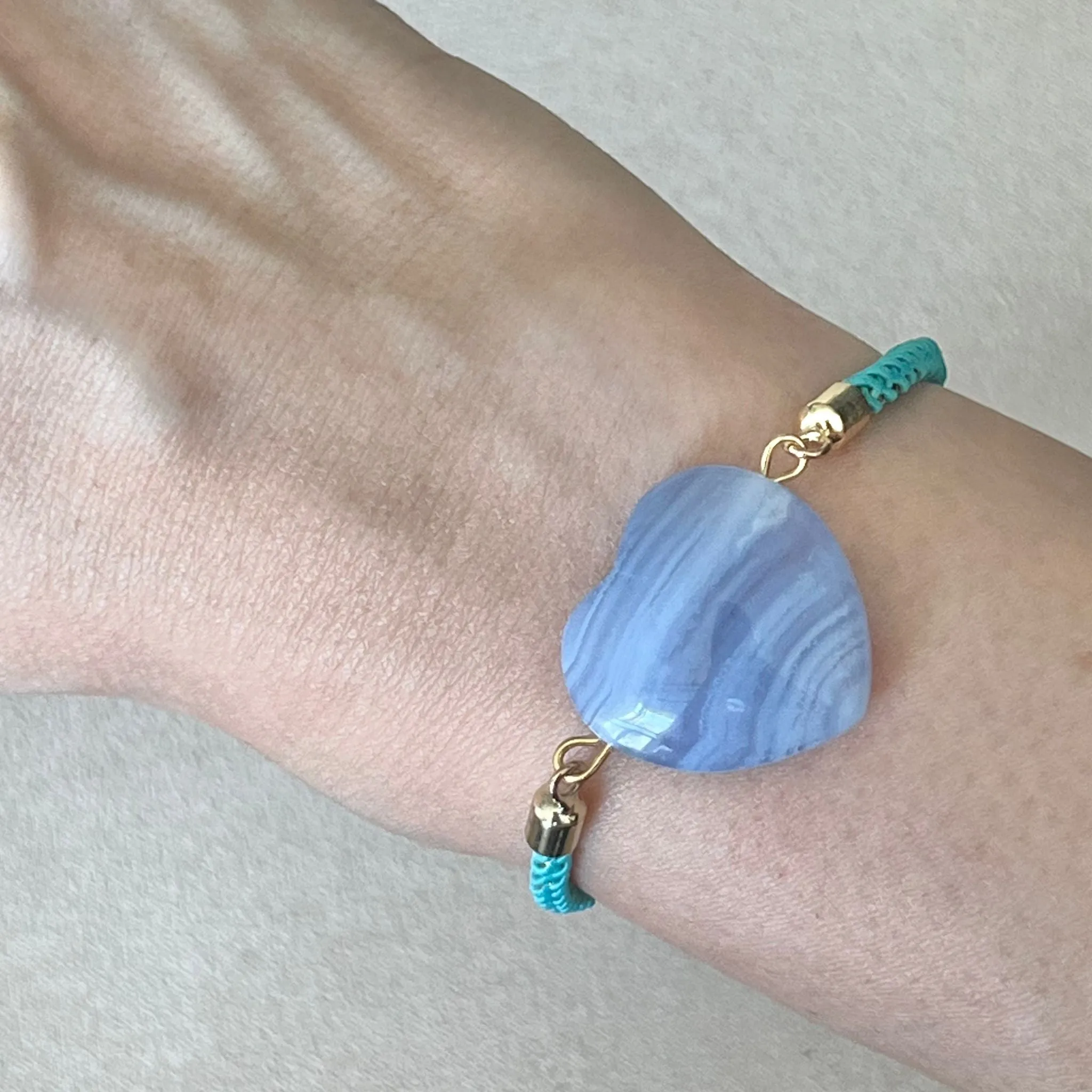 Blue Lace Agate Heart Girl Bracelet