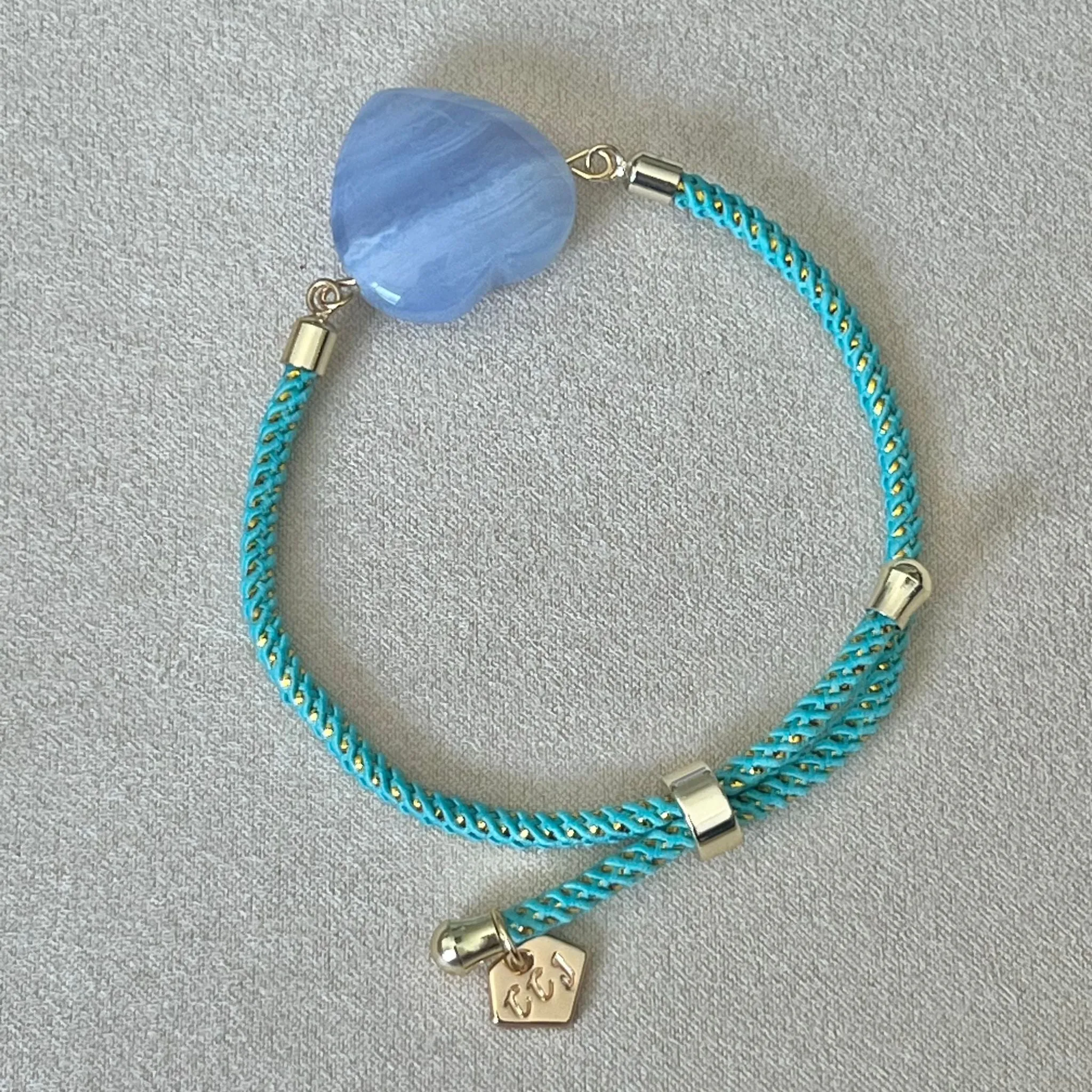 Blue Lace Agate Heart Girl Bracelet