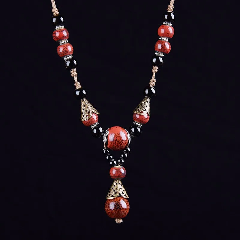 Bohemian Style Women's Ceramic Bead Necklace