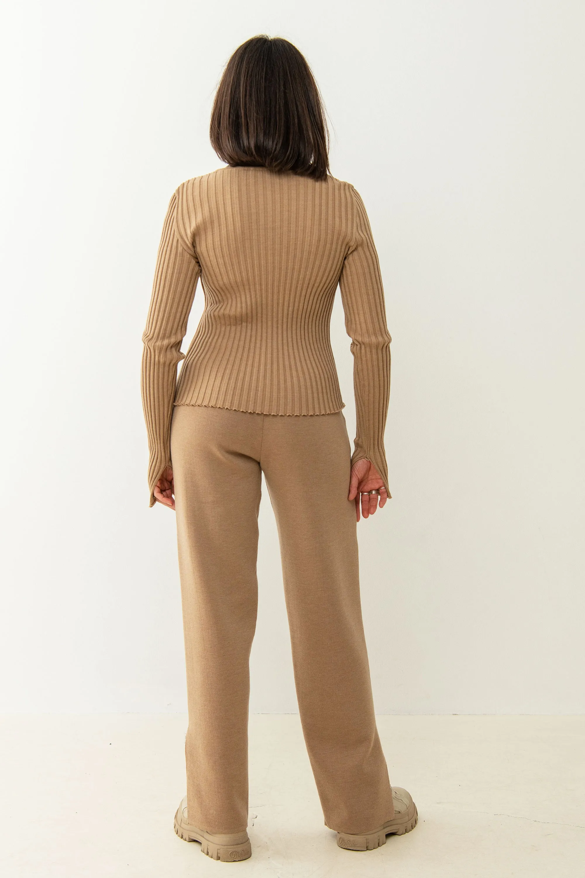 Brera 100% Merino Long-sleeve Top Beige