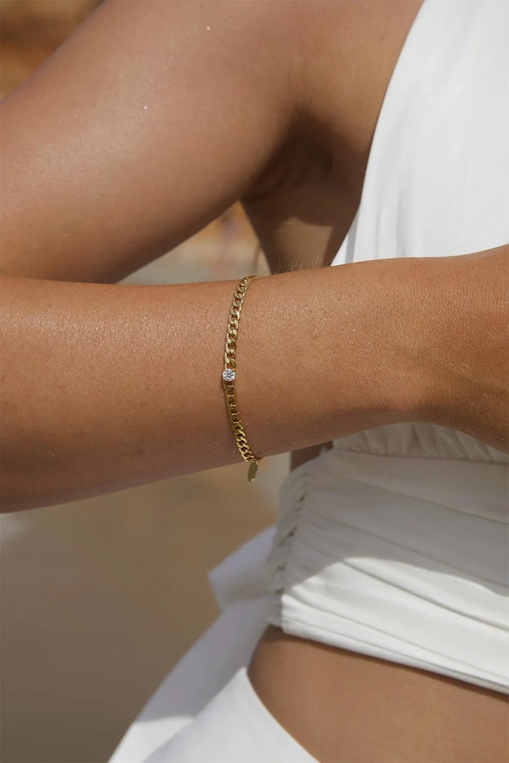 Brilliant Curb Bracelet 14K Gold Plated